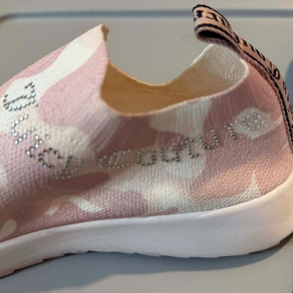 SIZE 9 Juicy Couture Avarie Knit Slip-on Joggers Sneakers - Pink Camo Studded - Picture 11 of 16